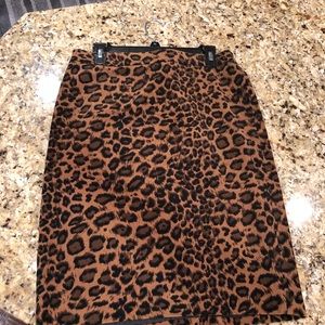 Leopard print corduroy pencil skirt